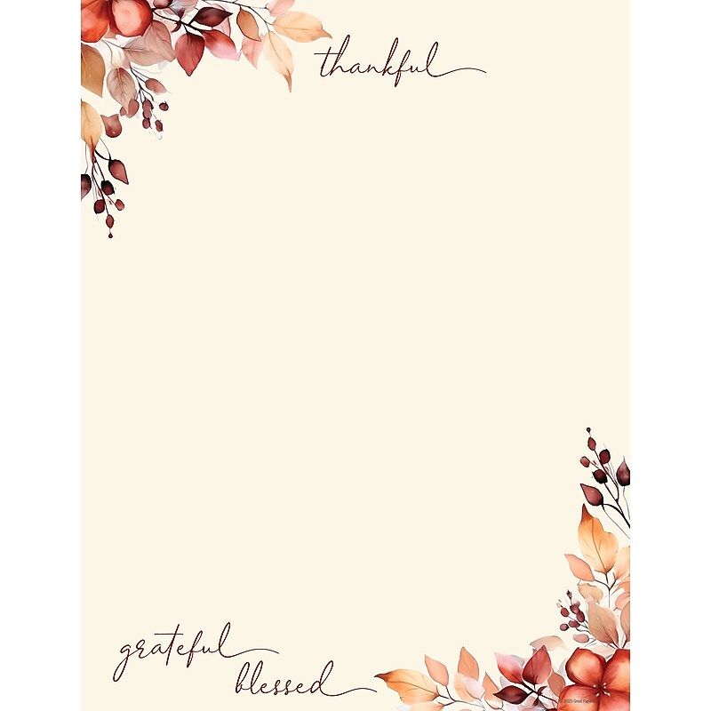 Great Papers! Thankful Grateful Blessed Fall Letterhead, 50/Pack (2025043) image 1