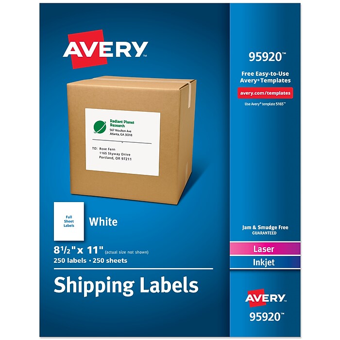 layページ Avery Laser/Inkjet Shipping Labels, 8.5