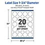 Avery Waterproof Round Laser Multipurpose Labels, 1.75" Dia., White, 200/Pack (19479399436)~#|#~9C0E1EC3-AA4E-4068-BA3CA187B5DF3405_sc7