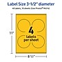 Avery Laser/Inkjet Round Multipurpose Labels, 3.5" Dia., Bright Yellow, 40/Pack (94514)~#|#~9C15B440-A7F2-4399-BD0C1BE6A75B9A49_sc7