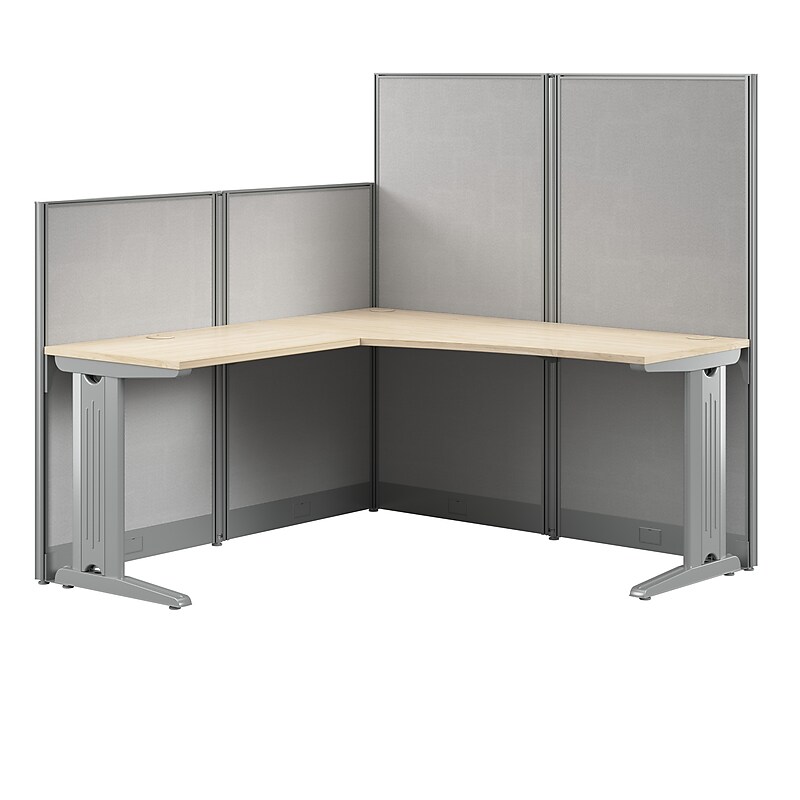 Bush Business Furniture Office in an Hour 65-inch L Cubicle Desk, Natural Elm (WC36594-03K) image 1