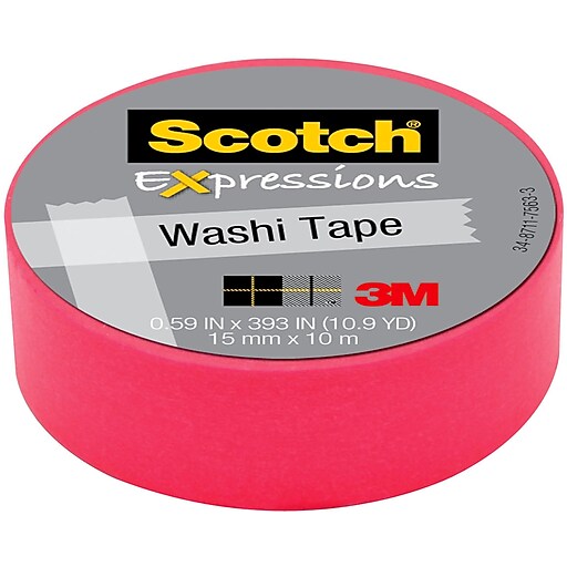 Scotch® Expressions Washi Tape, 0.59 x 10.91 yds., Pink (C314-PNK