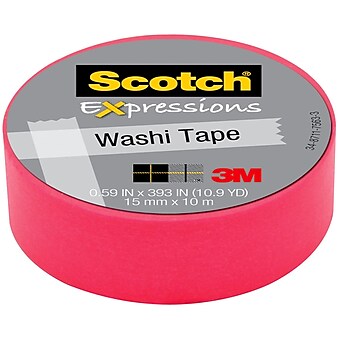 Scotch® Expressions Washi Tape, 0.59" x 10.91 yds., Pink (C314-PNK)