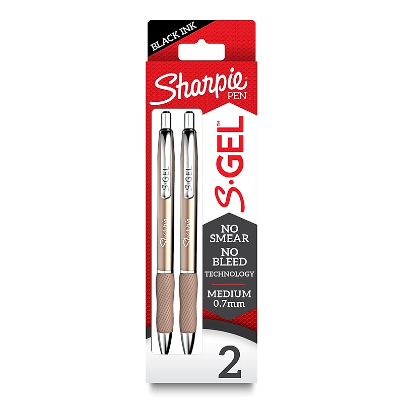Sharpie S-Gel Retractable Gel Pen, Medium Point, 0.7mm, Black Ink, 2/Pack (2194707) image 1