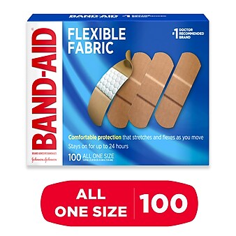 Band-Aid Brand Flexible Fabric Adhesive Bandages, All One Size, 100/Count (556241)