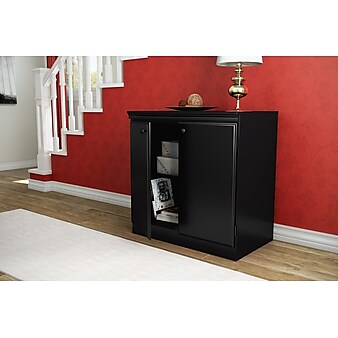 South Shore Morgan 32" Laminate Storage Cabinet with 2 Shelves, Pure Black (7270722)