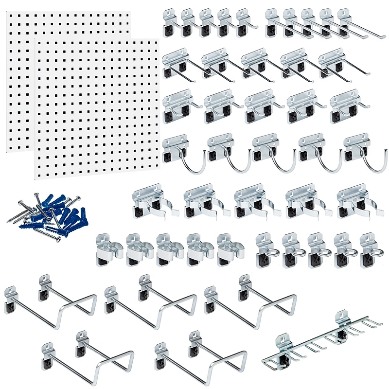 Triton Products Locboard Kit, (2) 24" x 24" x 9/16" Steel Square Hole Pegboards, 46 Assorted Hooks (LB1-KIT) image 1