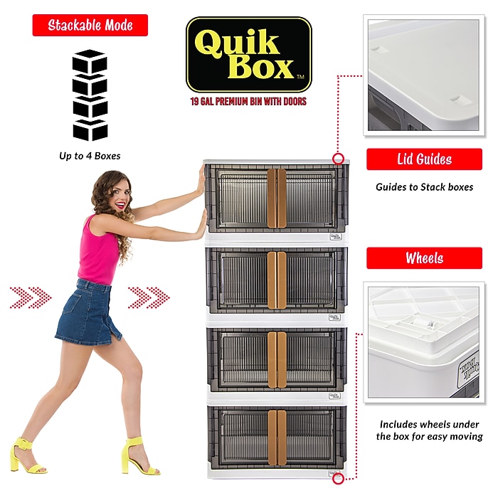 Dbest Quik Box Large Stackable Folding Plastic Storage Bin, 40