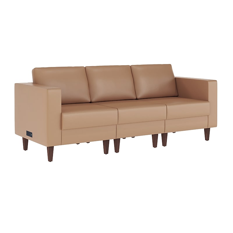 Flash Furniture Hercules Artemis LeatherSoft Reception Sofa, Cognac (ZB89213SCOGNAC) image 1