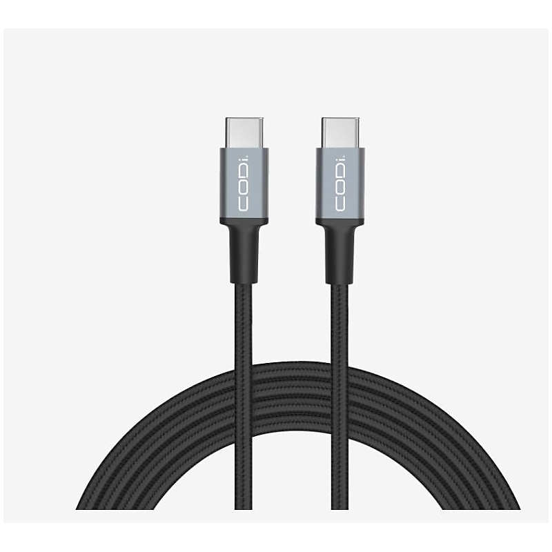 CODi 6' USB-C to USB-C Braided Nylon Charge & Sync Cable, Black (A01069) image 1