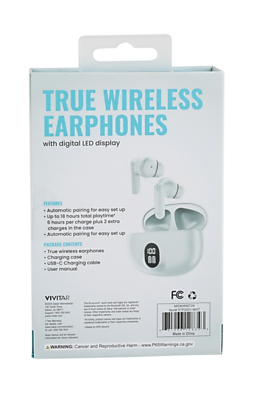 Vivitar Wireless Earbuds, Bluetooth, White (STP2001-WHT) Sansujyuku sansujyuku.com