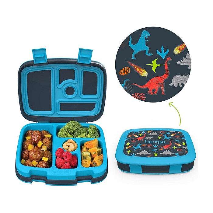 bentgo Kids Dinosaur Bento Box, 5-Compartment, Multicolor, 19 oz