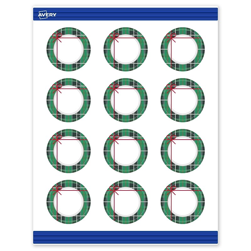 Avery Silver-Green Plaid Matte Blank Card, White, 120/Pack (S00-FJ8) image 1