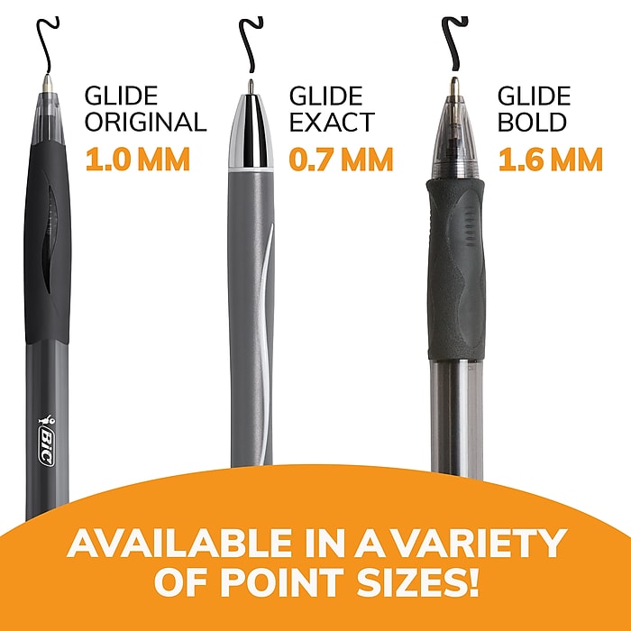 BIC Glide Bold Retractable Ballpoint Pens, Bold Point, 1.6mm, Black Ink, 36/Pack (VLGB361BLK) | Staples BIC Glide Bold Retractable Ballpoint Pens, Bold Point, 1.6mm, Black Ink, 36/Pack (VLGB361BLK) | Staples