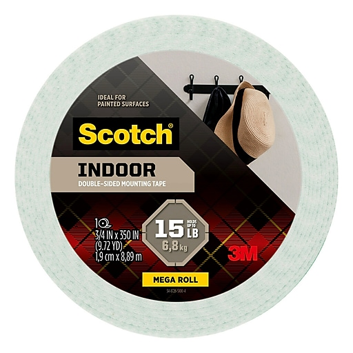 Scotch Double Sided Indoor Mounting Tape, 3/4 x 10 yds., White