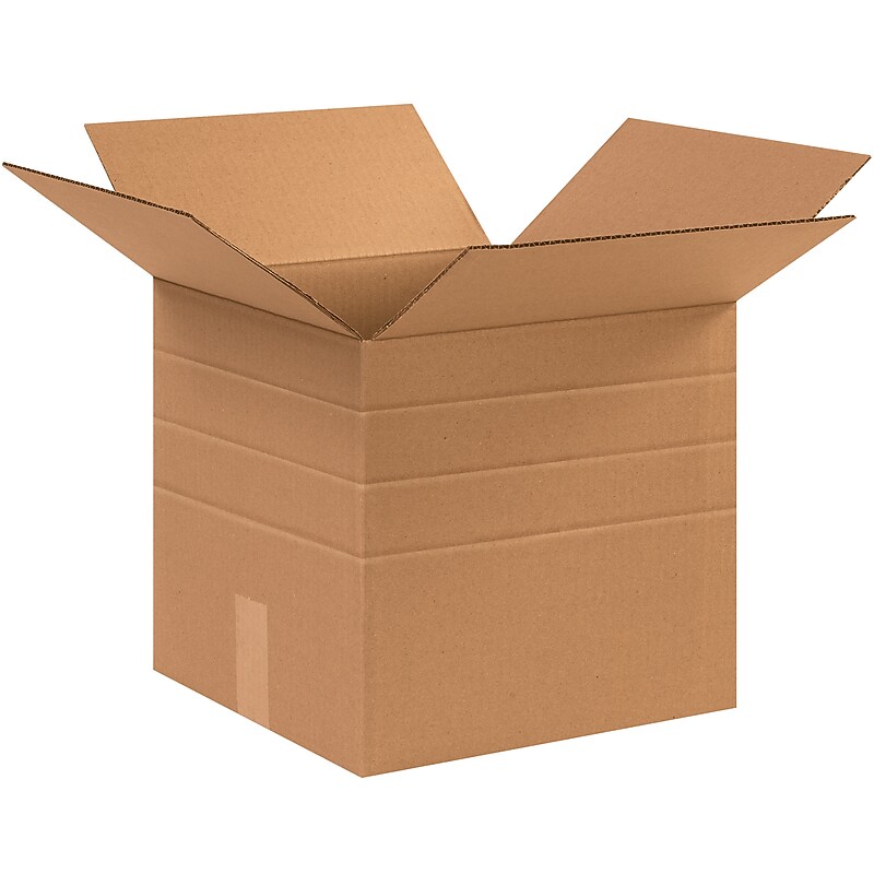 12.5" x 12" x 12.5" Multi-Depth Shipping Boxes, Brown, 25/Bundle (MD121212R) image 1