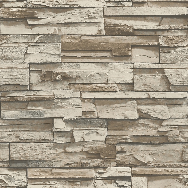 York Wallcoverings Stacked Stone Peel and Stick Wallpaper (RMK9025WP) image 1