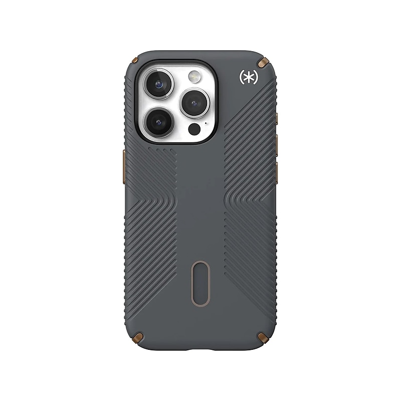 Speck Presidio 2 Grip MagSafe ClickLock Phone Case for iPhone 15 Pro, Charcoal Gray/Cool Bronze (150447-3212) image 1