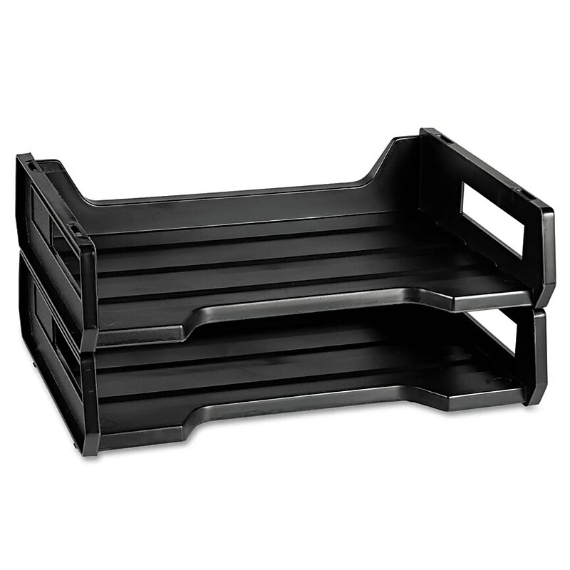 AbilityOne Side Loading Stackable Letter Tray, Letter Size, Black, 2/Pack (NSN0944307) image 1