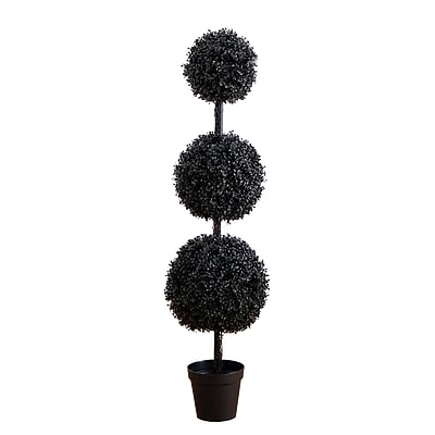 Nearly Natural UV Resistant Artificial Halloween Black Triple Ball Boxwood Topiary, 5' - Thumbnail 3