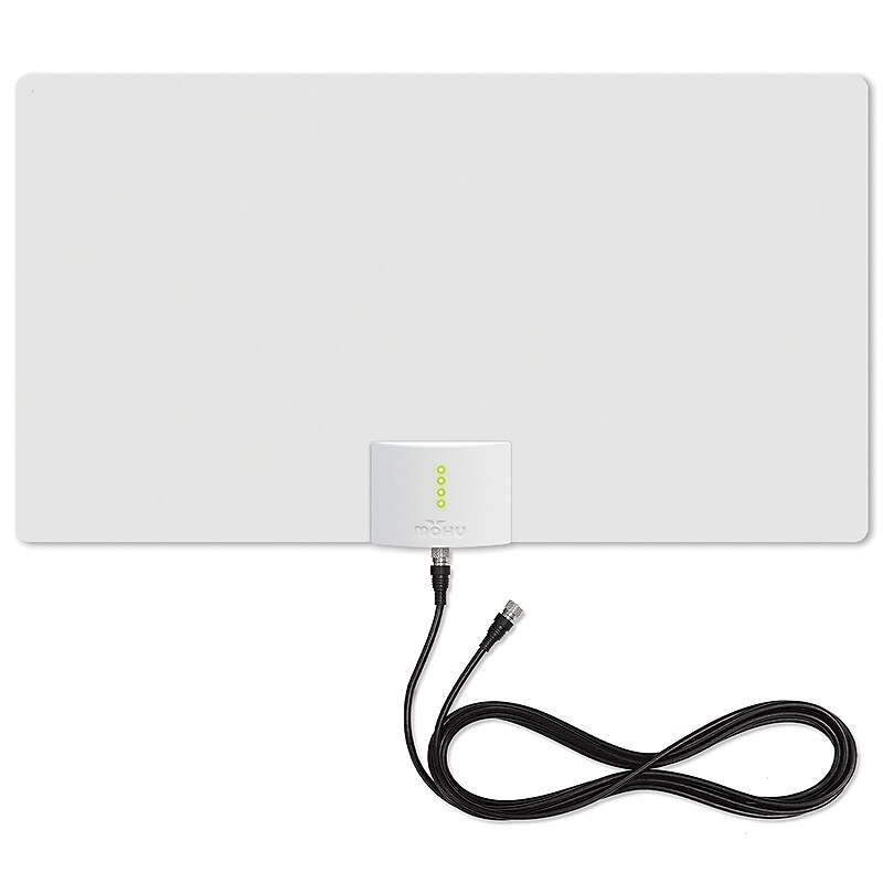 Mohu Leaf Supreme PRO Paper-Thin Indoor Amplified Multi-Directional Antenna w/65-Mile Range & 12-ft. Cable, White (MH-110160BB) image 1