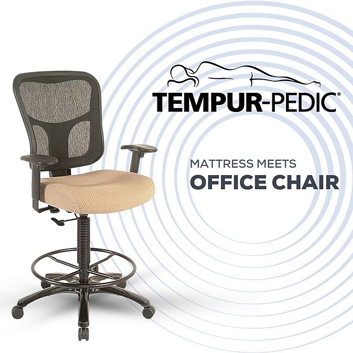 Tempur-Pedic Fabric Drafting Chair with Backrest and Footrest with