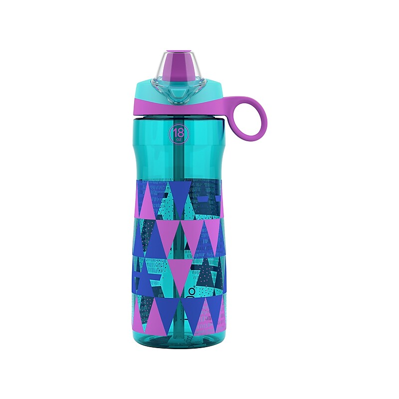 POGO GEAR Tritan Taffy Triangles Plastic Water Bottle, 18 oz., Blue/Purple (213-7694-424-6) image 1