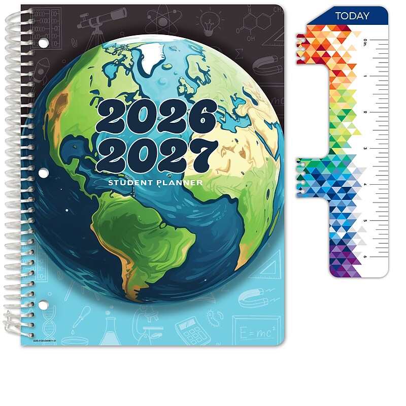2026-2027 Global Printed Products 8.5" x 11" Academic Weekly & Monthly Student Planner, Paperboard Cover, Earth image 1