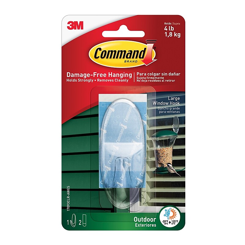 Command  Large Window Hook, 4 lb., Clear (17093CLR-AWES) image 1