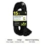 Power by GoGreen Heavy Duty 15' Extension Cord, 3-Outlet, Black (GG-15015BK)~#|#~9CCA3215-0B78-45C6-81DB31ABBDA33E38_sc7