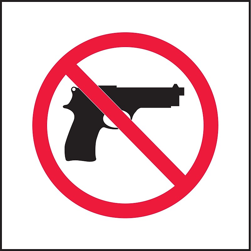 AccuformNMC Firearms "(Firearms Prohibited Symbol)" Wall Sign, 10" x 10", Black/Red/White (MACC536VA) image 1