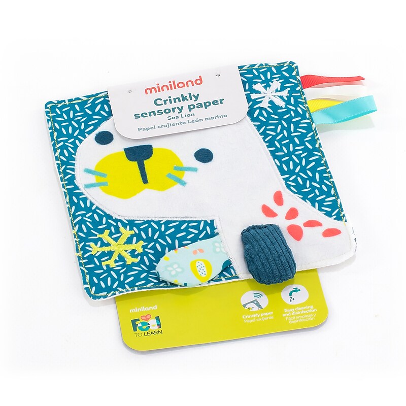 MINILAND Feel to Learn: Crinkly Sensory Paper Sea Lion, Multicolored, (MLE97323) image 1