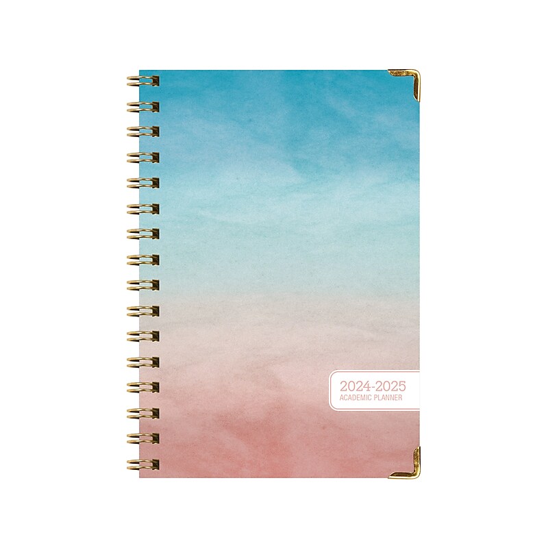 2024-2025 Excello Global Products Blue Pink Gradient 5.5" x 8" Weekly & Monthly Planner, Paper Cover (AY24-38-S) image 1