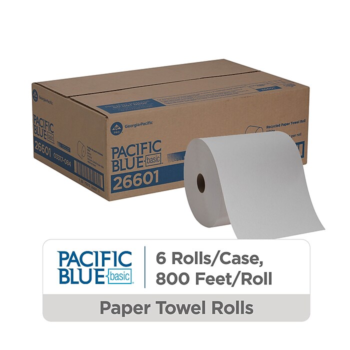 Pacific Blue Basic Recycled Hardwound Paper Towels, 1-ply, 800 ft