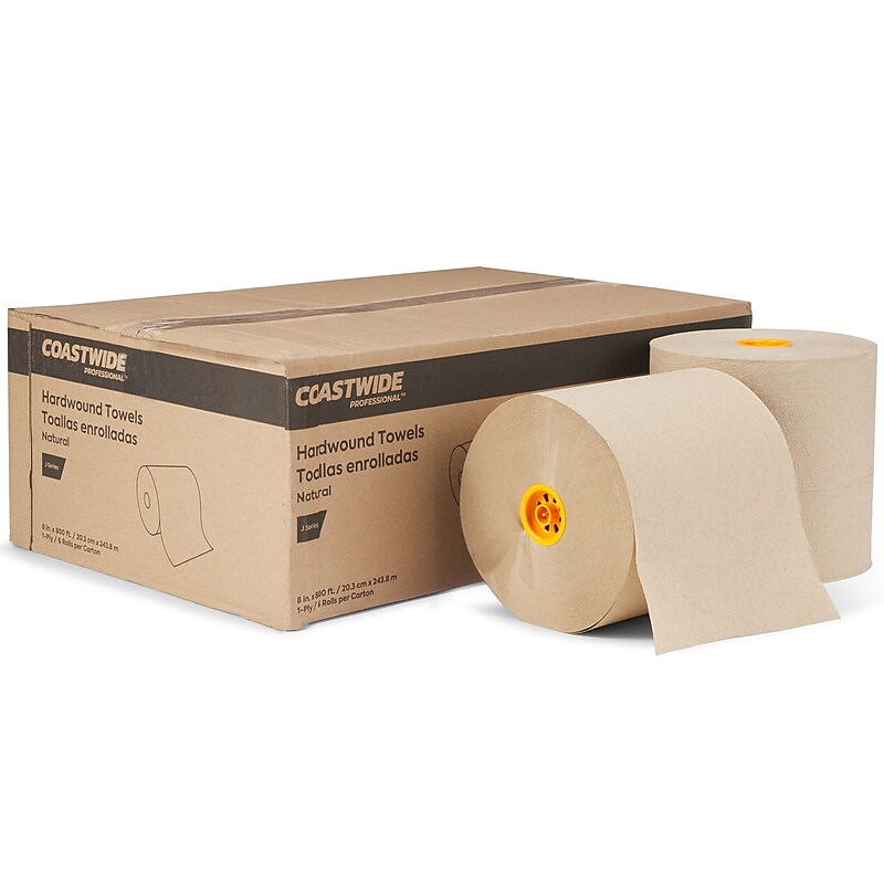 Coastwide Professional™ J-Series Hardwound Paper Towels, 1-ply, 800 ft./Roll, 6 Rolls/Carton (CWJHT-NAT) image 1