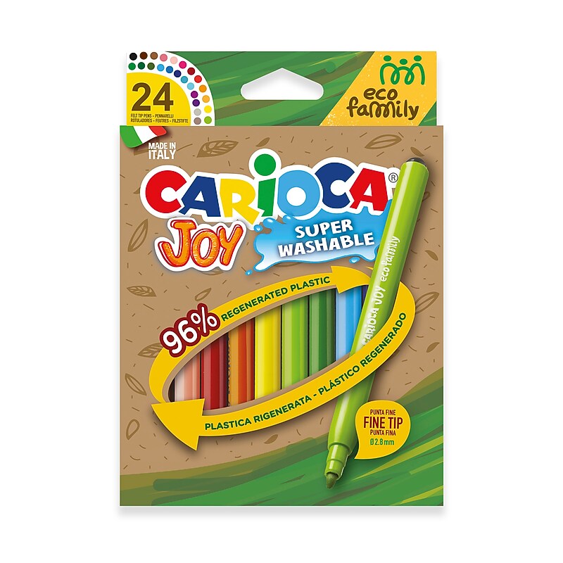 CARIOCA Joy Eco Washable Kids Markers, Fine Tip, Assorted Colors, 24/Set (CRA43463) image 1