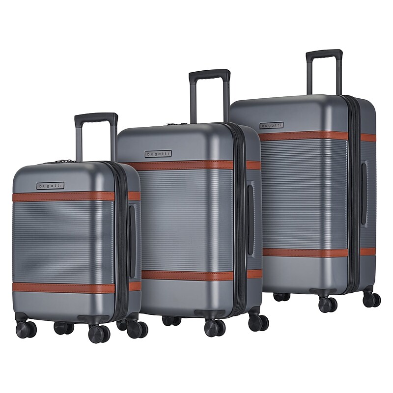 Bugatti Wellington 3-Piece Hardside Spinner Luggage Set, TSA Checkpoint Friendly, Silver (HLG5103-Pewter) image 1