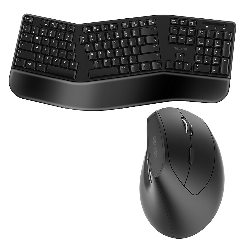 Delton Wireless Ergonomic Keyboard and Optical Mouse Combo, Black (DKMBKB200BD2) image 1