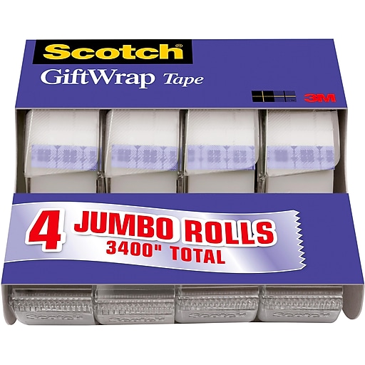 Scotch® Gift Wrap Tape with Dispenser, 3/4 x 23.61 yds., 4 Rolls (415)