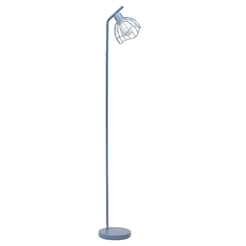 Simple Designs Sleek Essentials 54.5" Metal Floor Lamp with Wire Cage Shade, Blue (LF1050-BLU) image 1