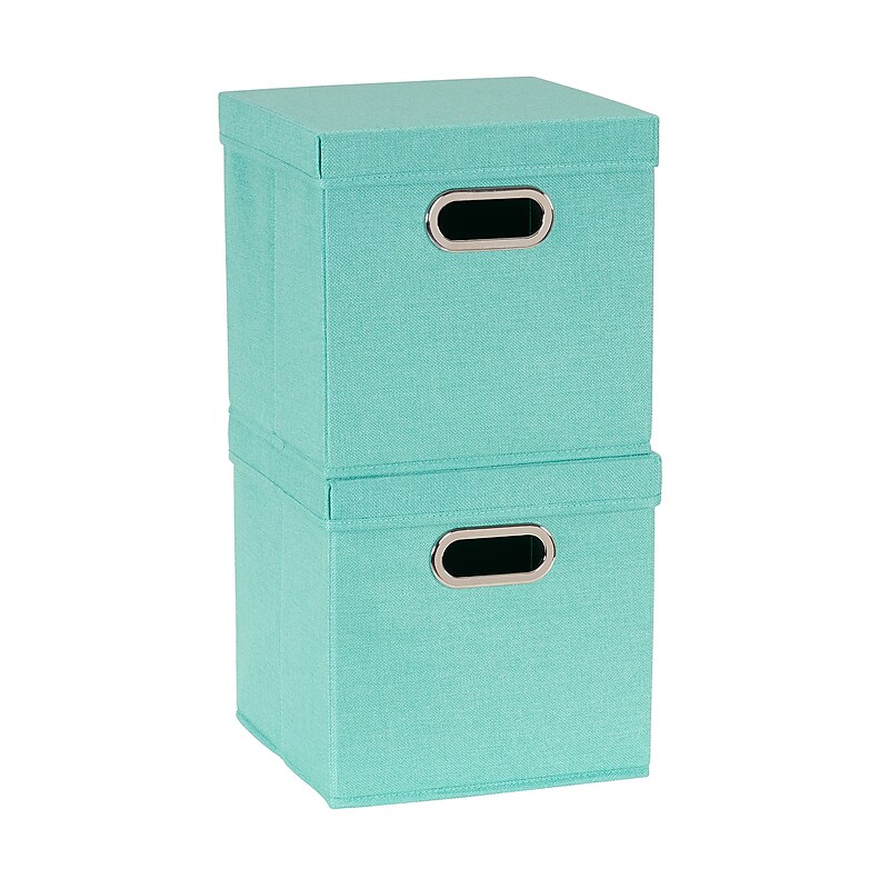 Household Essentials Medium Stackable Folding Fabric Storage Bin, 11" x 11.4"x 11.4", 24.75 Qt., Green, 2/Pack (806-1) image 1