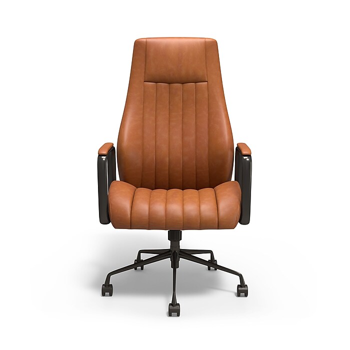 Staples Laconia Ergonomic Leather Swivel Manager Chair Brown HLC 3932 Staples
