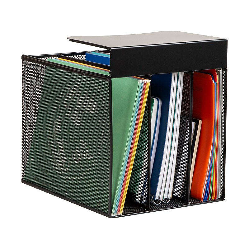 Mind Reader Slide-On Under Desk Metal Front Loading Letter Tray, Letter Size, Black (VUDESK-BLK) image 1