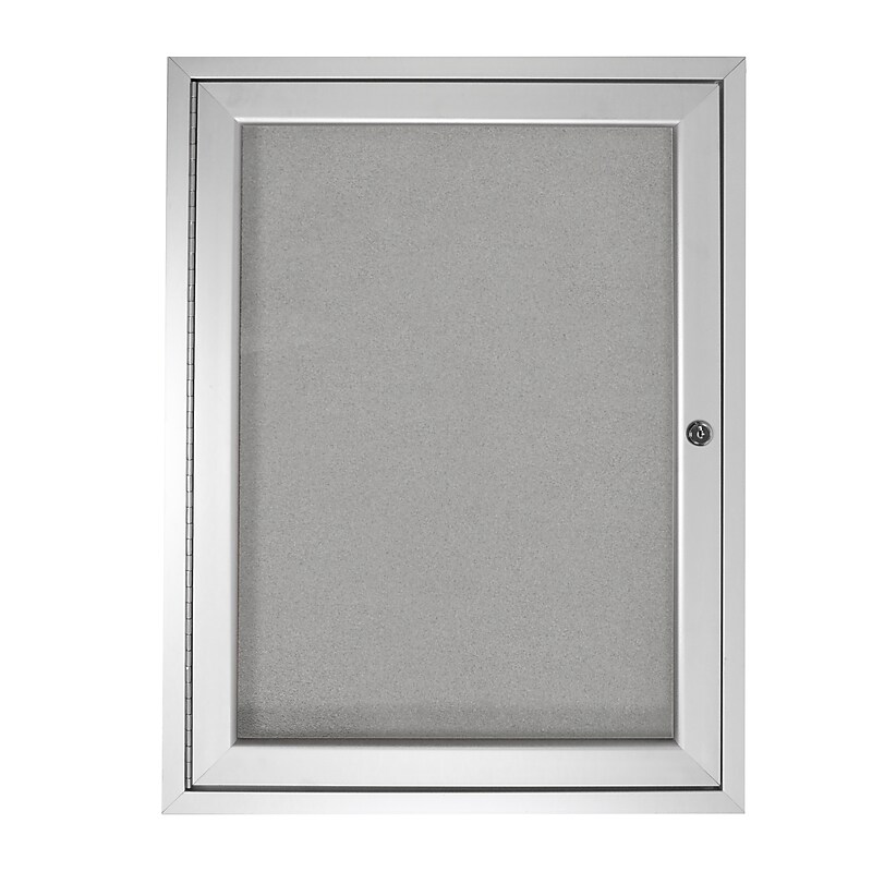 Ghent 3' H x 2' W Enclosed Vinyl Bulletin Board with Satin Frame, 1 Door, Silver (PA13624VX-193) image 1