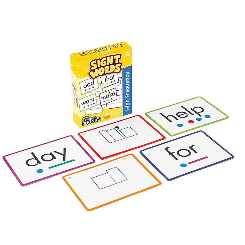 Junior Learning Rainbow Phonics Sight Word Cards, High Freguency, 52/Set (JRLRP108) image 1