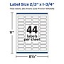 Avery Laser/Inkjet Multipurpose Labels, White, 44 Labels/Sheet, 25 Sheets/Pack (94209-WMP25)~#|#~9D422231-CE01-4AF6-984497957CDD8215_sc7