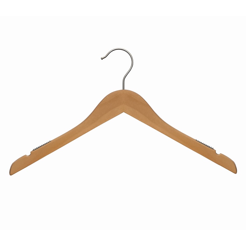 Nahanco 17" Wood Flat Top Hanger, Natural, 100/Carton (20017) image 1