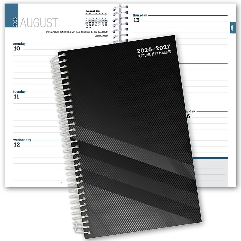 2026-2027 ELAN 5" x 8" Academic Weekly & Monthly Student Planner, Paperboard Cover, Black (HS-03-AY26-C1) image 1