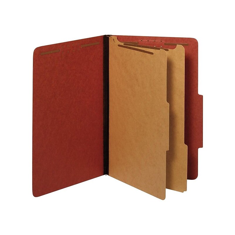 Pendaflex Pressboard Classification Folder, 2-Dividers, 2 1/2" Expansion, Legal Size, Red, 10/Box (29075R) image 1