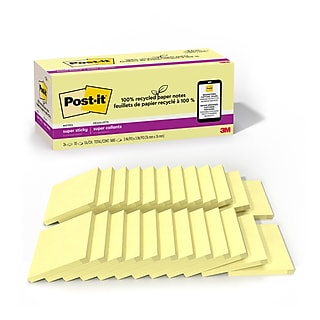 Post-it Recycled Super Sticky Notes, 3" x 3", Canary Collection, 70 Sheets/Pad, 24 Pads/Pack (654R-24SSCY-CP)~#|#~9D6103BD-E7F0-4E17-9952E4EB39574D7A_sc7